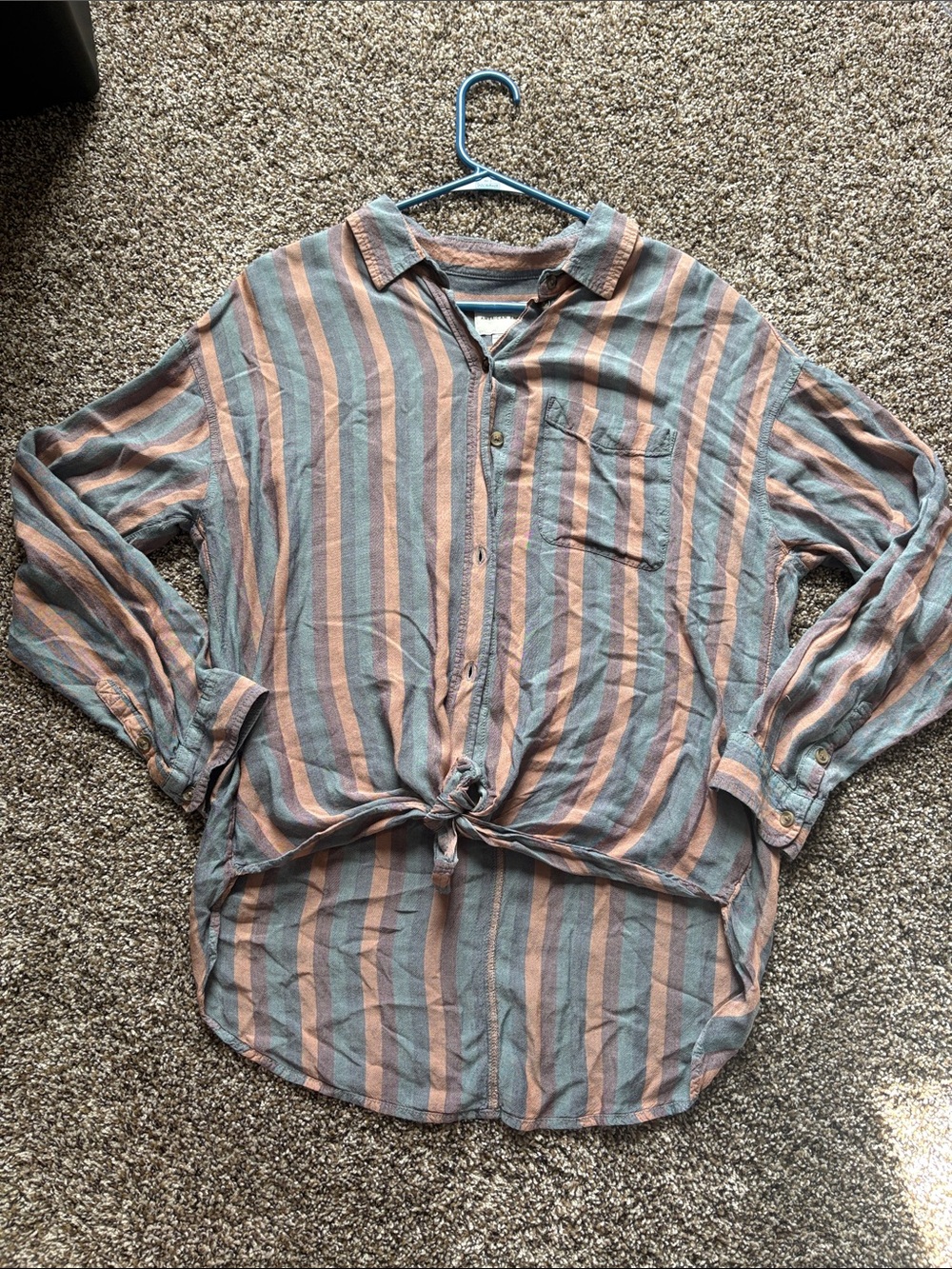 Striped Button-Down Long Sleeve Shirt - American Eagle